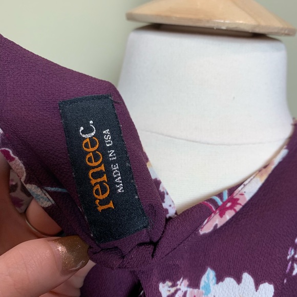 Renee C purple floral short sleeve top - Picture 3 of 4